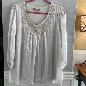 sheer blouse lined color is soft champagne size L. Brand - Carla Conti NEW